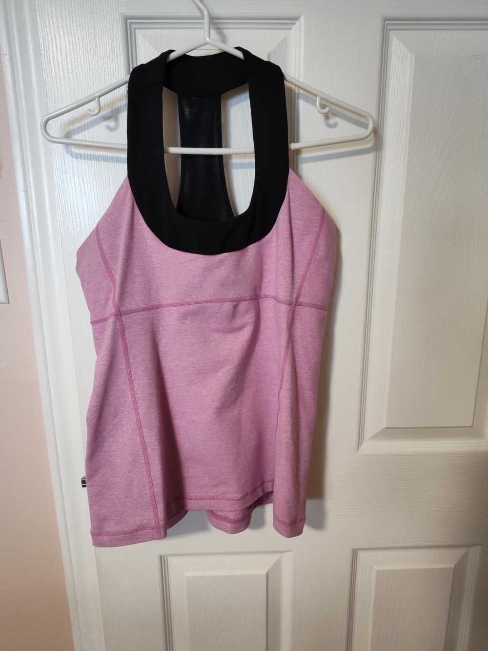 Lululemon Tank Top Size 10 Pink Black Built-In Bra Mesh Racerback